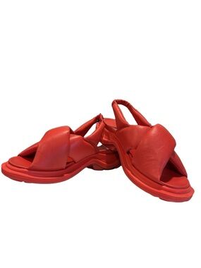 Ecco Red leather Padded Cross-Strap Slingback Sandals size 39